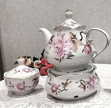 xrom caydan: Çay dəsti, rəng - Ağ, Farfor, Almaniya — 2