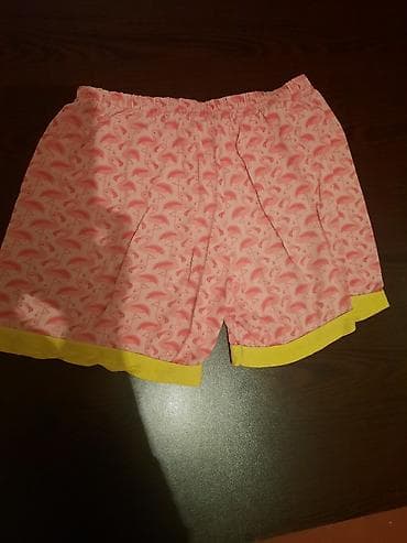 yun corab: Qadın şortu – flamingo naxışlı - Model: qısa ev/istirahət şortu - — 2