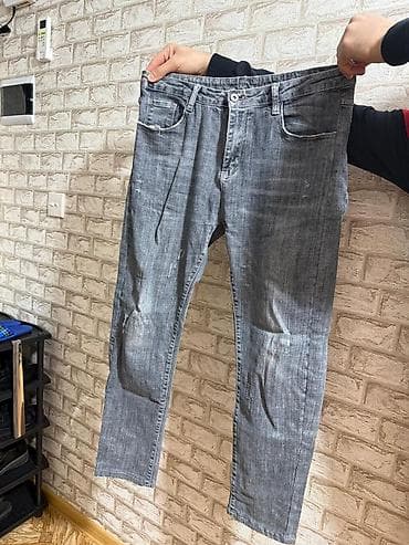 Cinslər: Kişi cins şalvarı - Rəng: tünd-boz/solğun yuyulmuş effekt - Kəsim — 1