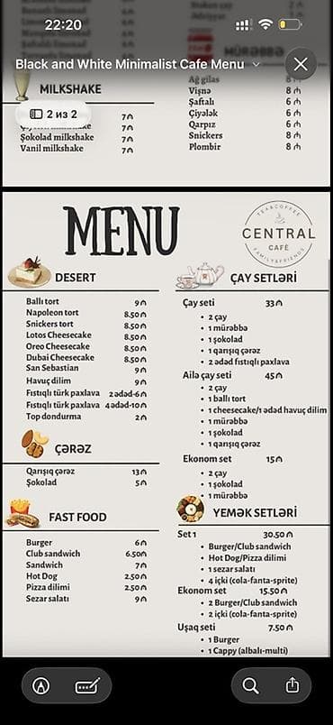 Menu hazirlanmasi✨ Etrafli melumat ucun dm📨 Her cure menu hazirlanir