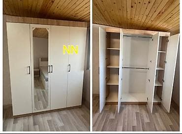 plastik dolablar: 4 qapılı, Güzgülü, Ağ, Digər material, Açılan, Düz dolab — 1