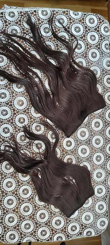 Qəhvəyi rəngdə saç teli dəstləri – klipsli saç uzatmaları - Rəng