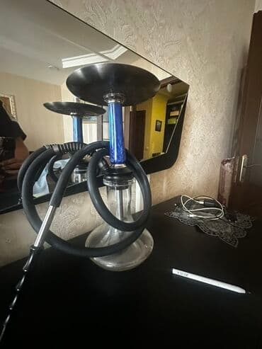 Nargilə dəsti - Materiallar: şüşə kolba, metal boşqab və şaxta