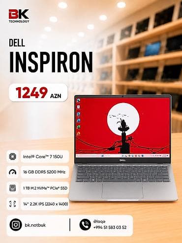 Yeni Dell Inspiron, 14 ", Intel Core i7, 1 TB, Pulsuz çatdırılma, Ödənişli çatdırılma, Rayonlara çatdırılma