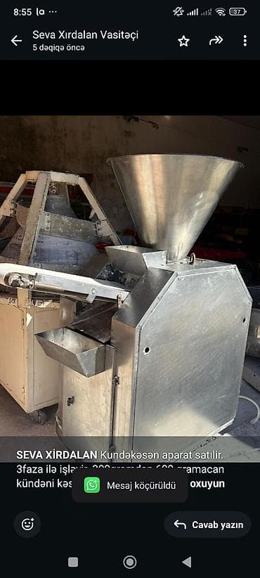 Оборудование для ресторанов, кафе: *SEVA XİRDALAN* Kundəkəsən aparat satılir. 3faza ilə işləyir — 1