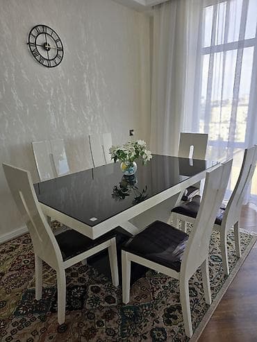 suse stol: Dördbucaq masa, 6 stul — 1