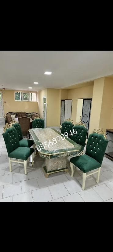 Qonaq otağı üçün, Yeni, Açılmayan, Dördbucaq masa, 6 stul