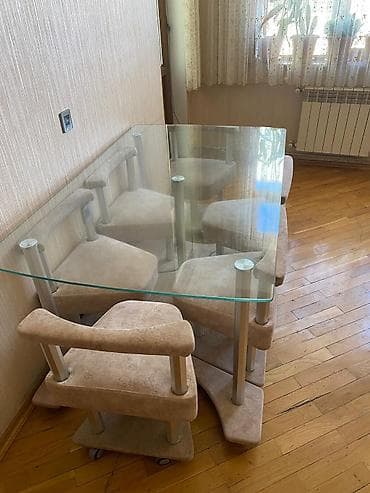 Qonaq otağı üçün, İşlənmiş, Kvadrat masa, 6 stul