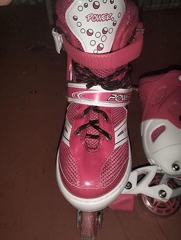 Power markalı inline konki (təkərli paten) - Rəng: qırmızı/ağ - Təkər — 3