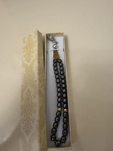 təsbeh daşları: Hematit tespih – hədiyyə qutusunda - Material: parlaq qara-boz — 1