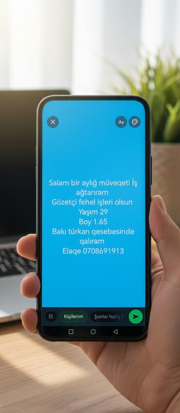 camaşırxana işi: Bir aylıq müddətə müvəqqəti iş axtarılır. Mühafizəçi və ya fəhlə — 1