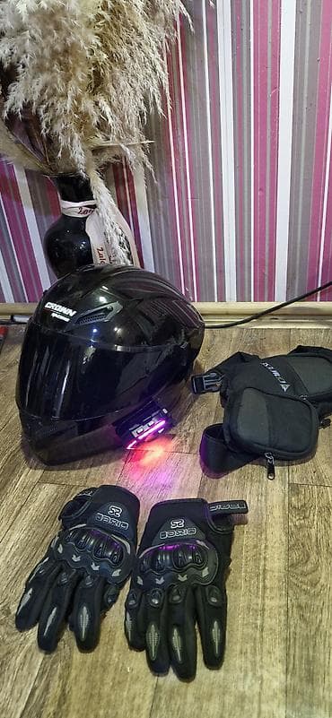 06 arxa faralari: Moto dəbilqə və aksesuarlar dəsti Kaska+interkom, əlcəklər, maska, 2 — 2