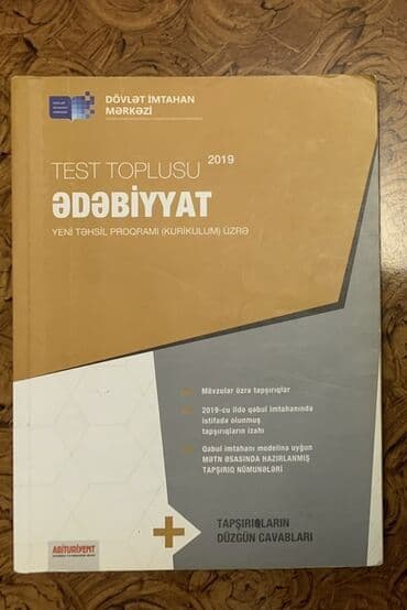 ədəbiyyat test toplusu 2019 pdf yüklə: Məhsul: “Ədəbiyyat – Test Toplusu 2019” (Dövlət İmtahan Mərkəzi) - — 1