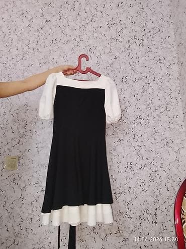 yeñ fason: İkirəngli qadın paltarı – qara-ağ - Üst hissə: ağ, kvadrat dekolteli — 4