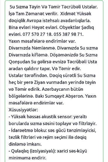 ekskavator is elanlari 2023: Su sızmalarının təyini və təmiri xidməti - Bina evləri, həyət evləri — 5