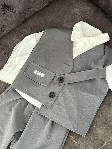 Bayram kostyumları: Uşaq üçün 3 hissəli dəst – boz rəngli klassik üslub - Tərkib: şalvar — 2