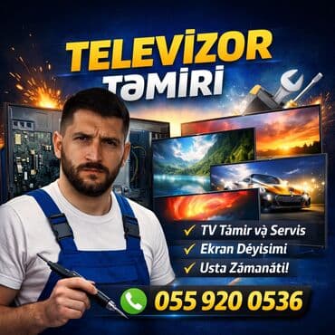 televizorun ekraninin qaralmasi: Televizor temiri Təmiri ünvana gələrək yerində — 1