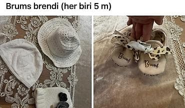 ev ayaqqabisi: Brums brendi uşaq aksessuarları dəsti - 3 ədəd ağ rəngli papaq: - — 1