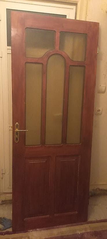 Taxta şüşəli otaq qapısı 2 eded - Material: massiv taxta
