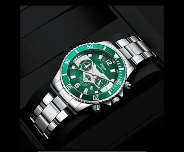 Сумки: Mıxun kişi qol saatı – yaşıl siferblatlı, polad gövdə və polad qolbaq — 4