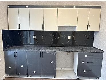 Mətbəx mebel dəsti - Üst modul: 6 qapılı, açıq krem rəngli fasadlar