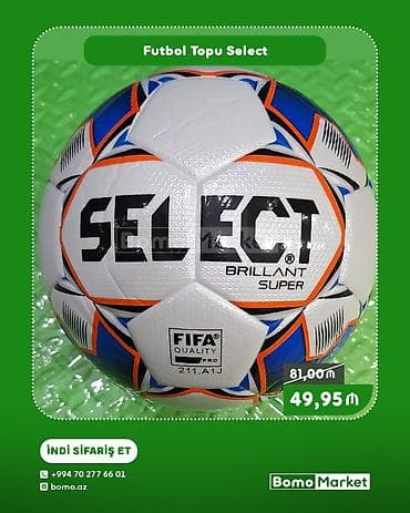 Select futbol topu. Topun üzərində “BRILLANT SUPER” yazısı və “FIFA