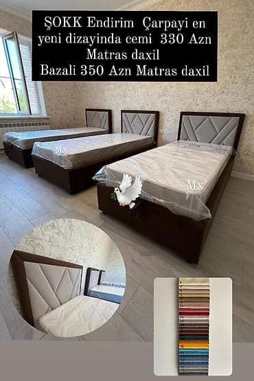 Yeni, Təknəfərlik çarpayı, Bazasız, Matras ilə, Siyirməsiz
