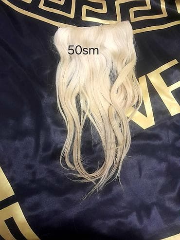 kurtka qadın: Məhsul: Saç teli (tress) – sarı/platin rəng - Uzunluq: 50 sm (şəkildə — 1