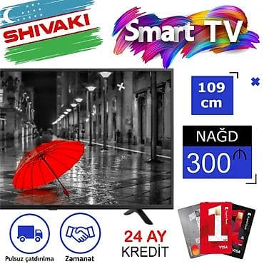 televizor ekran: Yeni Televizor Shivaki LED ekran 43" FHD (1920x1080), Ünvandan götürmə, Pulsuz çatdırılma, Ödənişli çatdırılma — 1