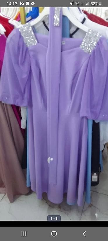 Zərif ziyafət donu - Rənglər: açıq mavi və lavanda - Model: A-kəsim