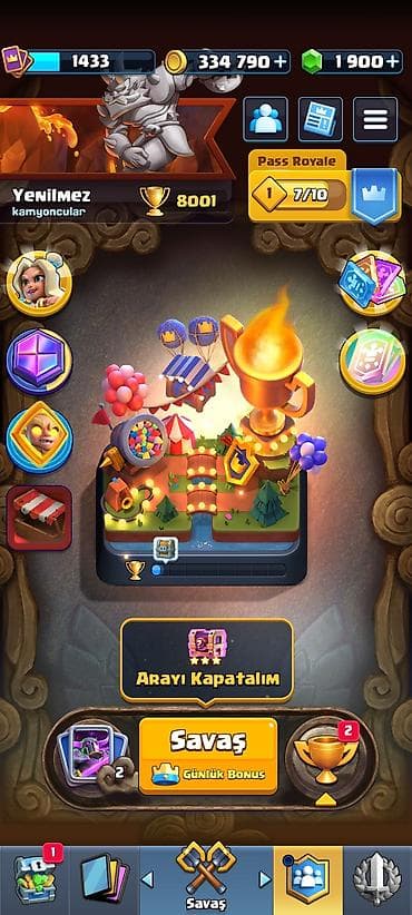 switch: Clash Royale oyun hesabı - Kupa: 8001 - Qızıl: 334 790 - Yaşıl daş — 2