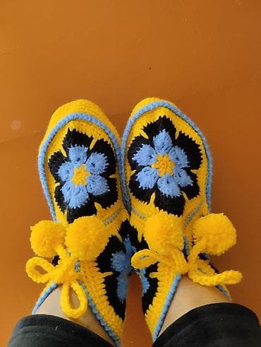 Əl işi toxunma ev terlikləri - Model: qarmaqla toxunmuş “granny