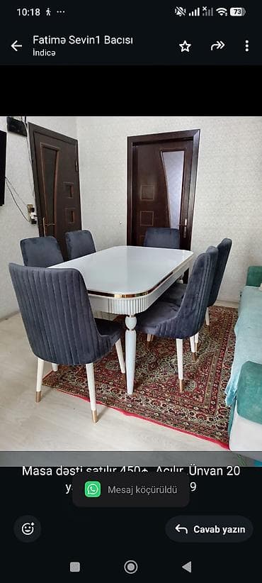 stol ustul: Masa dəsti satılır 450₼. Açılır. Ünvan 20 yanvar. 1532. Fatimə99 — 1