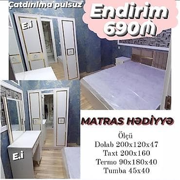 şkaflar ucuz: İkinəfərlik çarpayı, Dolab, Termo, 2 tumba, Yeni — 1