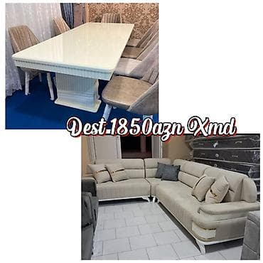 Yemək otağı və qonaq otağı üçün möhtəşəm dəst. - Künc divan: L