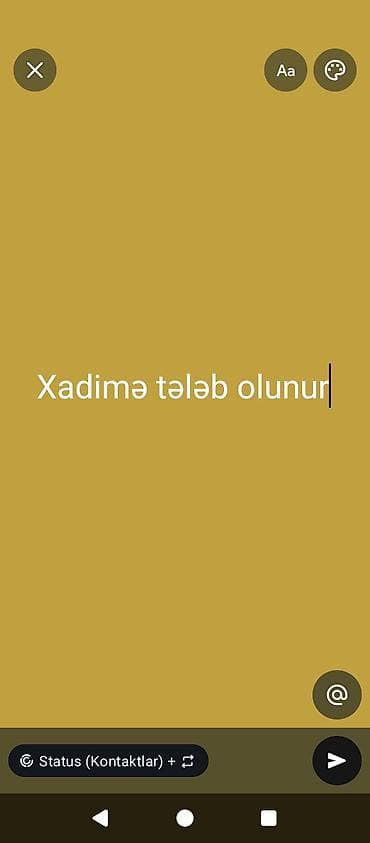 iş xadime: Xadimə tələb olunur, İstənilən yaş, 1 ildən az təcrübə, Növbəli qrafik, Gündəlik ödəniş — 1