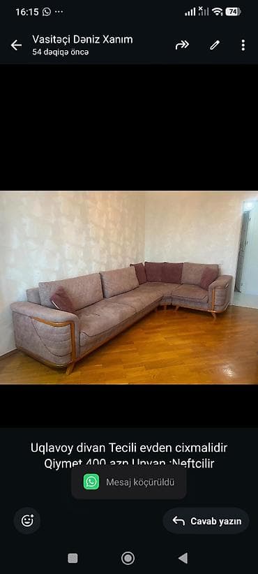 4 qeyd edin: Uqlavoy divan Tecili evden cixmalidir Qiymet 400 azn Unvan :Neftcilir — 1