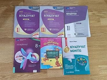 Testlər: Müxtəlif fənlər üzrə məktəb və hazırlıq kitabları toplusu. Şəkillərdə — 6