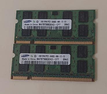 Operativ yaddaş (RAM) Samsung, 2 GB, < 1333 Mhz, DDR2, Noutbuk üçün, İşlənmiş — 1
