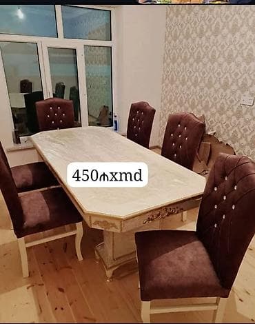 Açılmayan, Dördbucaq masa, 6 stul