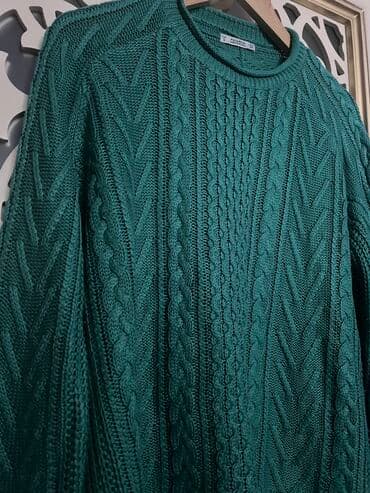 женские серые свитера: Кофта, PULL&BEAR, S, цвет - Зеленый — 2