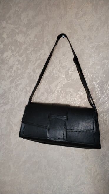 tək qaş: Qara çiyin çantası - Material: süni dəri - Rəng: tam qara, mat — 1