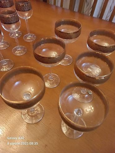 hamam sushilka: Qədəhlər, rəng - Qızılı, Şüşə, 12 ədədli dəst, Çexiya — 2