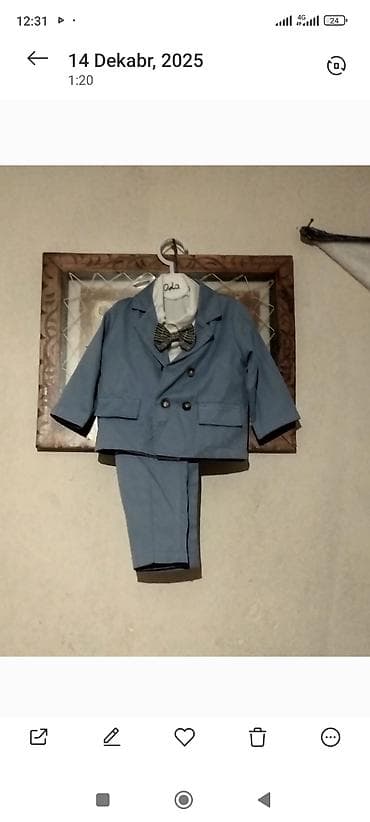 Bayram kostyumları: Uşaq üçün klassik kostyum dəsti - Rəng: açıq mavi - Komplekt: 3 hissə — 1