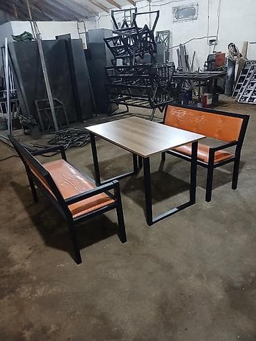 restoran masaları: Skameykalar ilə, Düz masa, 4 nəfər, Kredit yoxdur — 3
