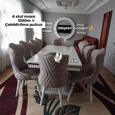 Qonaq otağı üçün, Yeni, Dördbucaq masa, 6 stul