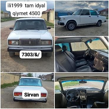 VAZ 2107, 1999 il buraxılışı. Ağ rəngli sedan. - Mühərrik: benzin