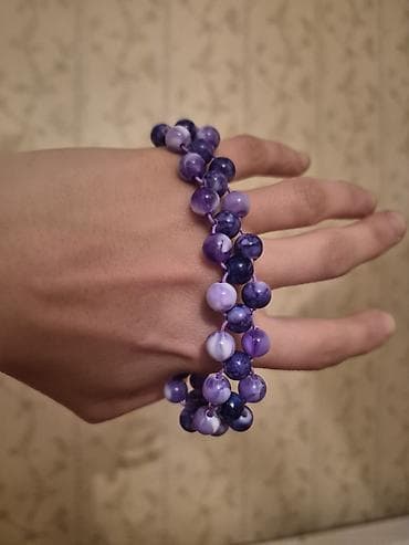 Браслеты: Bənövşəyi və tünd göy tonlarda muncuqlu qolbaq dəsti. - Material — 1