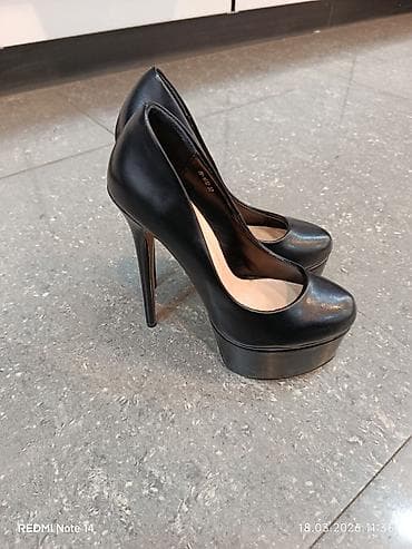 ayaqab: Qara platformalı hündürdaban ayaqqabı - Rəng: tünd qara, mat-parlaq — 2