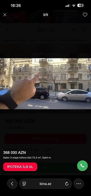 Bakının mərkəzində, Sahil metrosu yaxınlığında 2 otaqlı köhnə tikili — 3